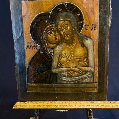Fine Antique Russian Icon of Our Lady of Sorrows