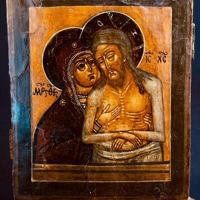 Fine Antique Russian Icon of Our Lady of Sorrows