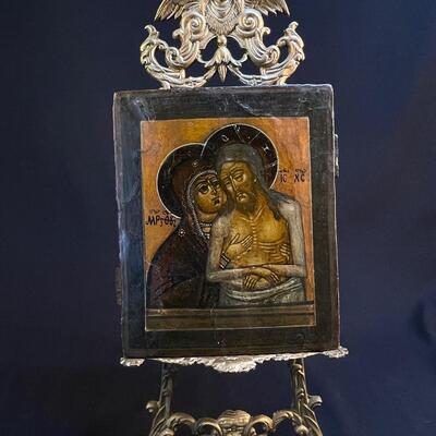 Fine Antique Russian Icon of Our Lady of Sorrows