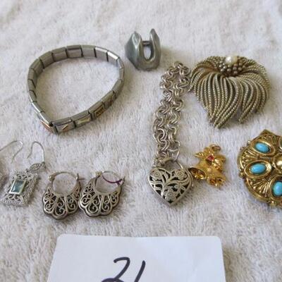 Sterling Earrings and Bracelet, D'Lino Charm Bracelet