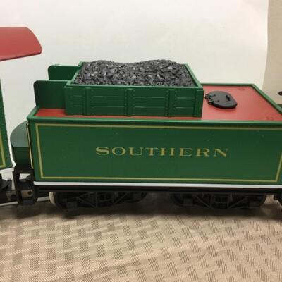 G scale Southern Railroad 2-6-0 Steam Locomotive and Tender.
