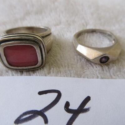 2 Sterling with Stone Rings
