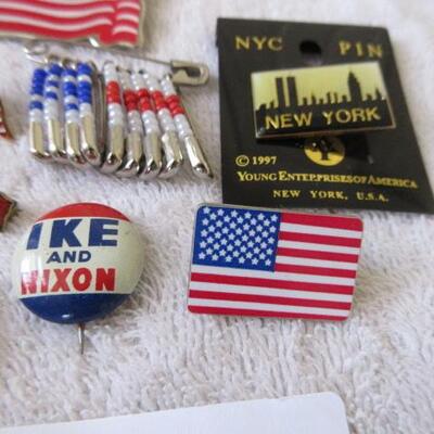 Superman Pep, Nixon Campaign and US Flag Pins