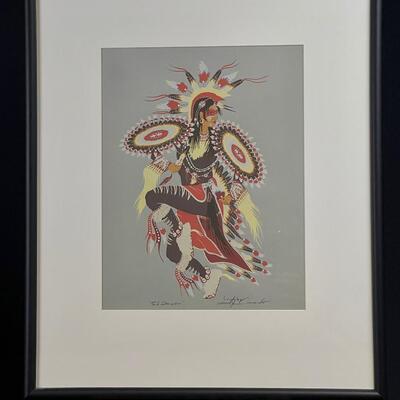 Woody Crumbo Feather Dancer Serigraph signed graphite