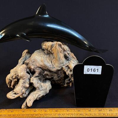 John Perry Original Dolphin Figure On A Root Base