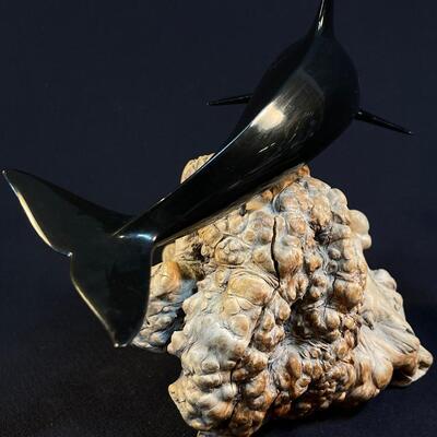 John Perry Original Dolphin Figure On A Root Base