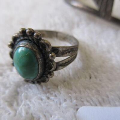 Native American Sterling and Turquoise Rings and Bracelet