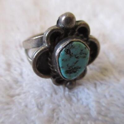 Native American Sterling and Turquoise Rings and Bracelet