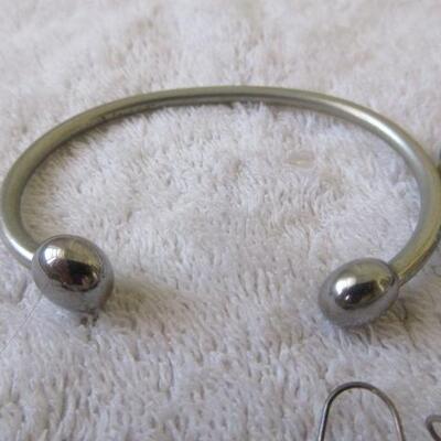 Sterling Bracelet and Ring, Pierced Earrings