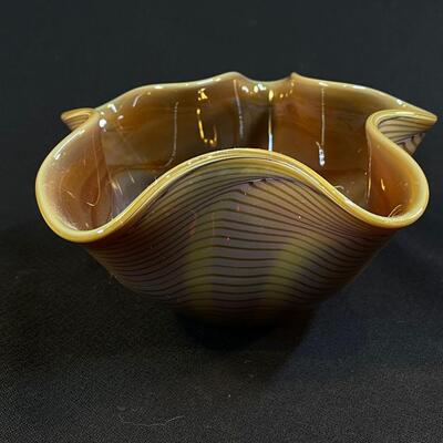 Freeform Glass Bowl Signed Rollin Karg