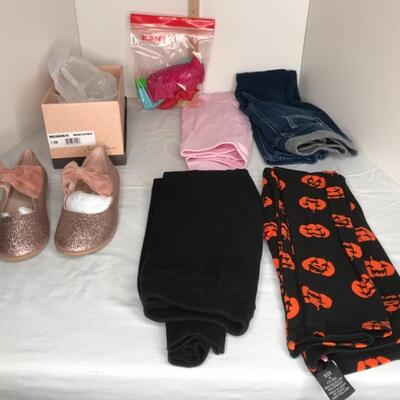 Lot of shoes, leggings and hair bows and bands