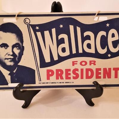 Lot #11  Wallace for President Metal License Plate