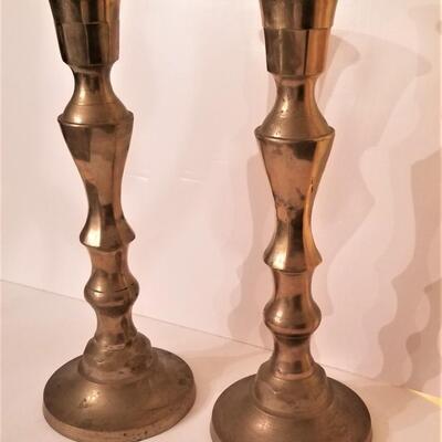 Lot #13  Pair of Large Brass Candlesticks