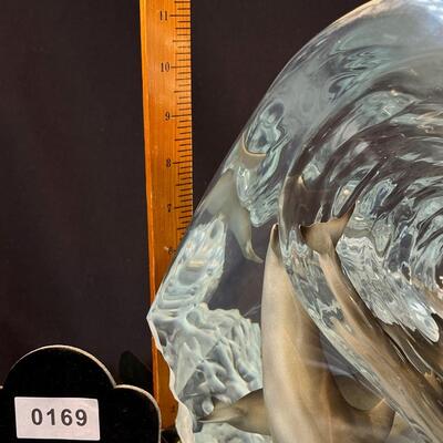 Beautiful after Robert Wyland Lucite Dolphin Sculpture