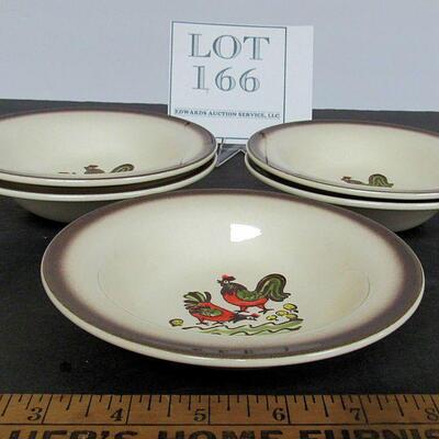 Vintage Metlox Red Rooster Bowls