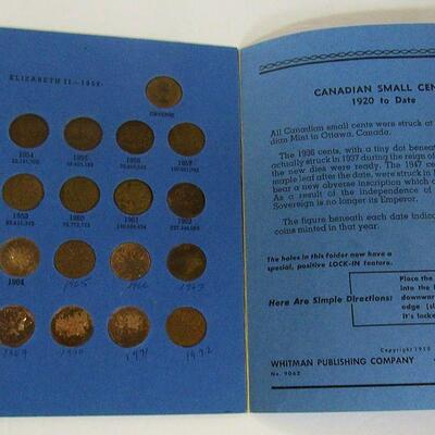 Partially Full Canadian Penny Coin Book, 1920-1972, Circulated VG-F