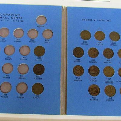 Partially Full Canadian Penny Coin Book, 1920-1972, Circulated VG-F