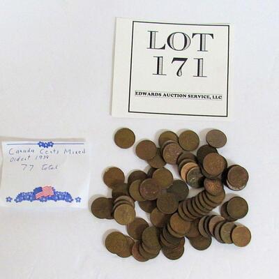 Lot of 77 Canadian Pennies, Random Dates From 1938 Onward