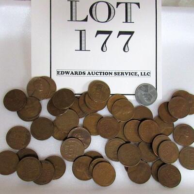Lot of 54 US Wheat Back Pennies, Random Dates, P,D,S