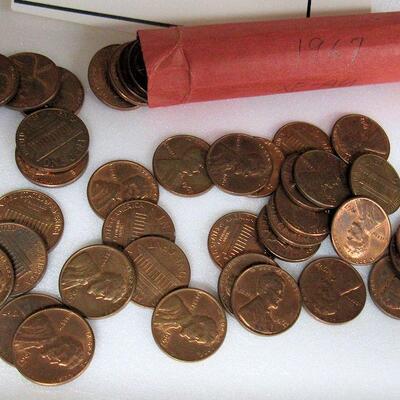 1 Roll Full 1967 P US Pennies, XF-AU