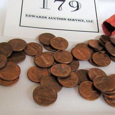 Roll 1969 D US Pennies, XF-AU