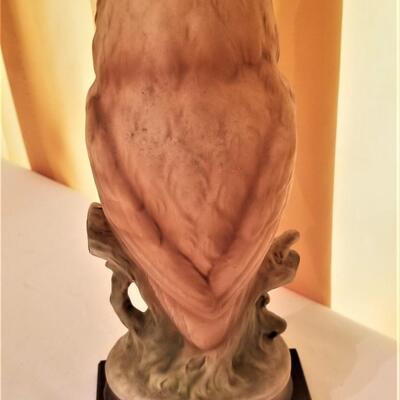 Lot #18  Vintage Hoot Owl Figurine on Wooden Base