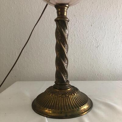 Pink Glass & Brass Lamp (D RG)