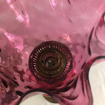 Pink Glass & Brass Lamp (D RG)