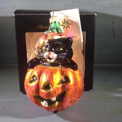 Christopher Radko ornament Halloween , Cat in Jack o lantern
