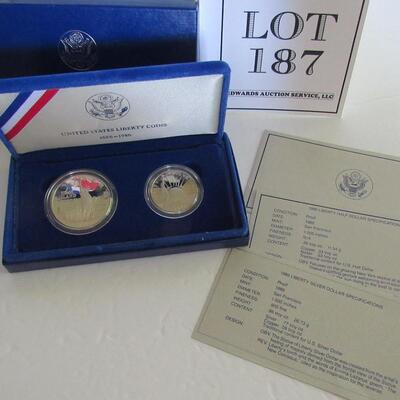 US Mint 1986 S Liberty, Ellis Island Silver Dollar (.77 troy oz), and Clad Half Dollar Proof Set, Never Opened