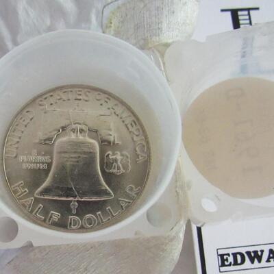 10 (Half Roll) 1961 D Uncirculated Ben Franklin Half Dollars in Original Tube
