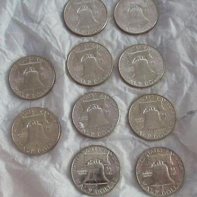 10 (Half Roll) 1961 D Uncirculated Ben Franklin Half Dollars in Original Tube