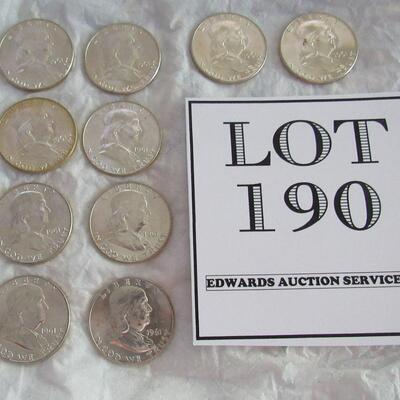 10 (Half Roll) 1961 D Uncirculated Ben Franklin Half Dollars in Original Tube