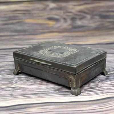 Vintage Metal Jewelry Trinket Cigarette Box