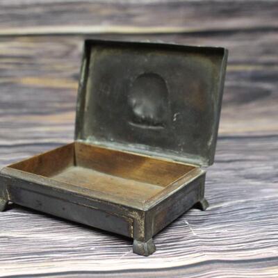 Vintage Metal Jewelry Trinket Cigarette Box
