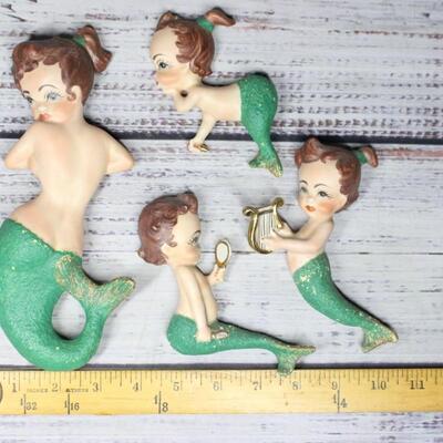 Vintage 1950â€™â€™s ceramic Mermaids Wall Decor Set of 4