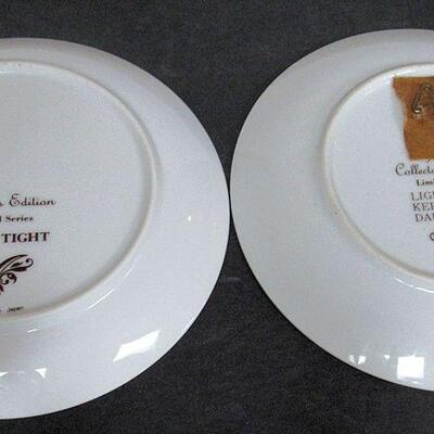 2 Small Norman Rockwell Plates, Sleep Tight and Lighthouse Keeper's Daughter