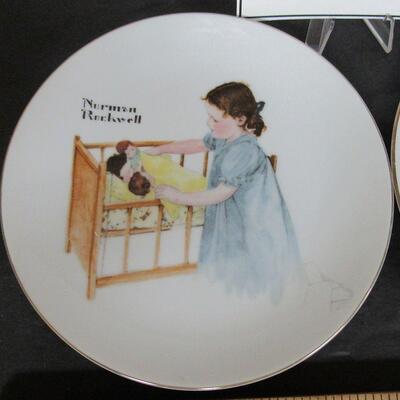 2 Small Norman Rockwell Plates, Sleep Tight and Lighthouse Keeper's Daughter