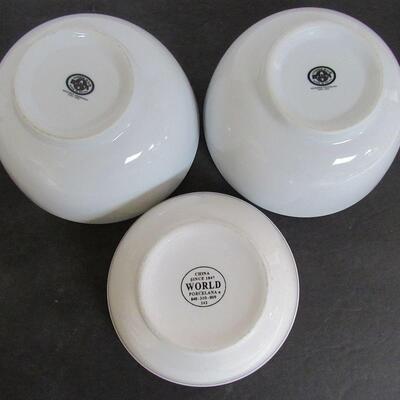 Two 6" Cordon Blue China Bowls, and One 5 1/2" World China Bowl