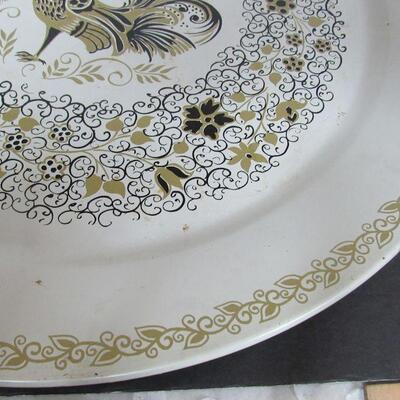 Huge 18" Service Tray, Metal, Rooster Theme