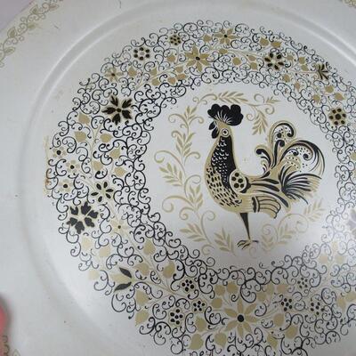 Huge 18" Service Tray, Metal, Rooster Theme