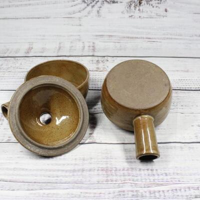 Pair of Vintage Ceramic Casserole Side Handle Cookware