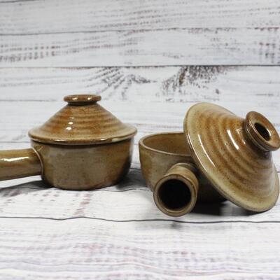 Pair of Vintage Ceramic Casserole Side Handle Cookware