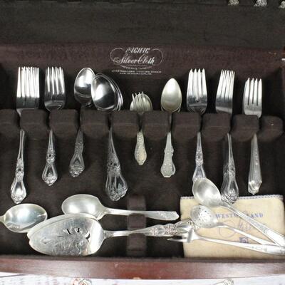 Vintage Flatware set with Miscellaneous Extras & Wood Storage Box
