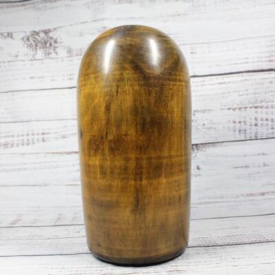 Large Carved Polished Wood Vase