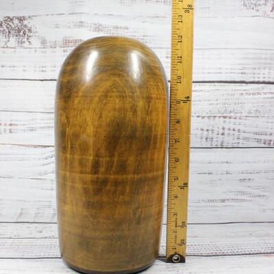 Large Carved Polished Wood Vase
