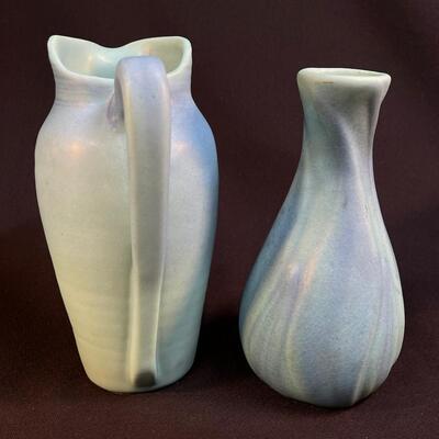 2 Ming Blue Van Briggle pieces Pitcher, Vase