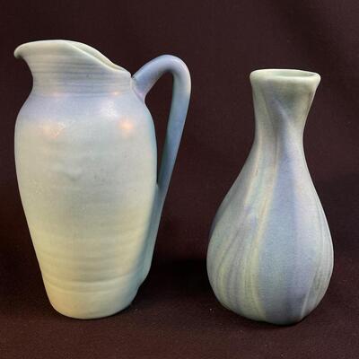 2 Ming Blue Van Briggle pieces Pitcher, Vase