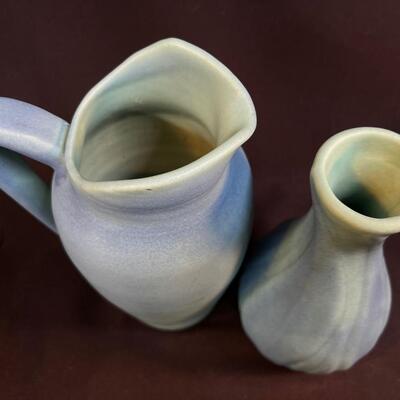 2 Ming Blue Van Briggle pieces Pitcher, Vase