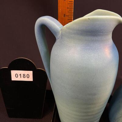 2 Ming Blue Van Briggle pieces Pitcher, Vase